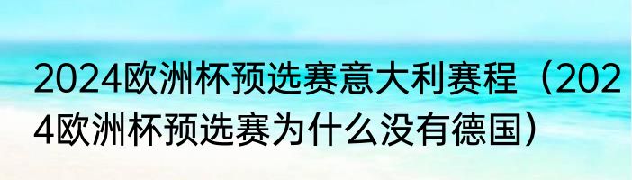 2024欧洲杯预选赛意大利赛程（2024欧洲杯预选赛为什么没有德国）
