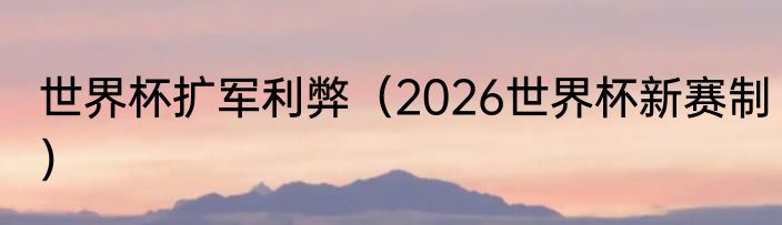 世界杯扩军利弊（2026世界杯新赛制）