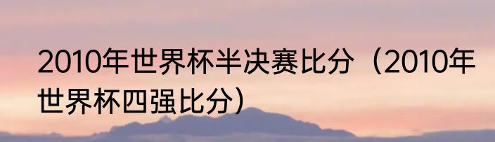 2010年世界杯半决赛比分（2010年世界杯四强比分）