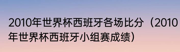 2010年世界杯西班牙各场比分（2010年世界杯西班牙小组赛成绩）