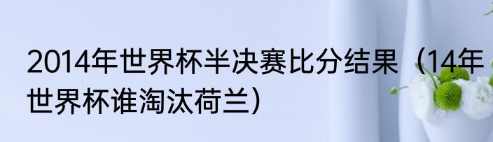 2014年世界杯半决赛比分结果（14年世界杯谁淘汰荷兰）