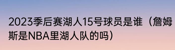 2023季后赛湖人15号球员是谁（詹姆斯是NBA里湖人队的吗）