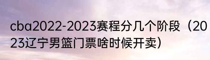 cba2022-2023赛程分几个阶段（2023辽宁男篮门票啥时候开卖）
