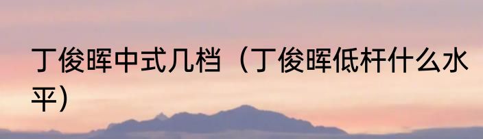 丁俊晖中式几档（丁俊晖低杆什么水平）