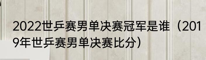 2022世乒赛男单决赛冠军是谁（2019年世乒赛男单决赛比分）