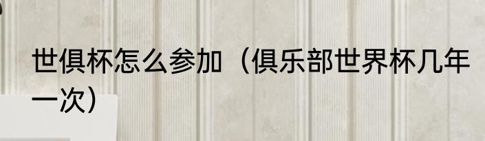 世俱杯怎么参加(俱乐部世界杯几年一次)