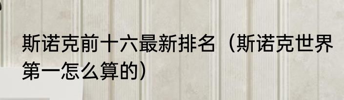 斯诺克前十六最新排名（斯诺克世界第一怎么算的）