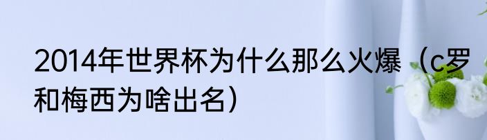 2014年世界杯为什么那么火爆（c罗和梅西为啥出名）