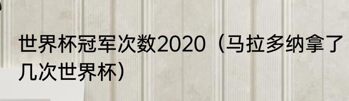世界杯冠军次数2020（马拉多纳拿了几次世界杯）