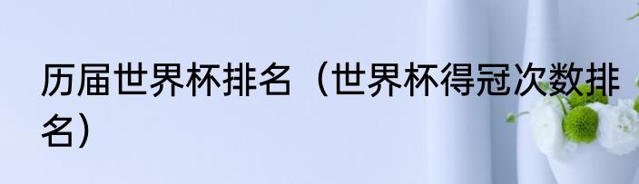 历届世界杯排名（世界杯得冠次数排名）