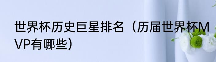 世界杯历史巨星排名（历届世界杯MVP有哪些）