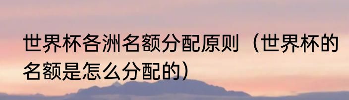 世界杯各洲名额分配原则（世界杯的名额是怎么分配的）