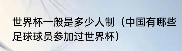 世界杯一般是多少人制（中国有哪些足球球员参加过世界杯）