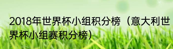 2018年世界杯小组积分榜（意大利世界杯小组赛积分榜）