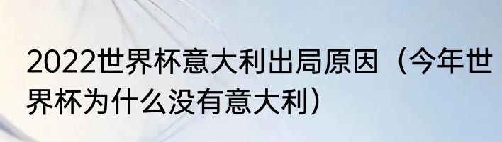 2022世界杯意大利出局原因（今年世界杯为什么没有意大利）