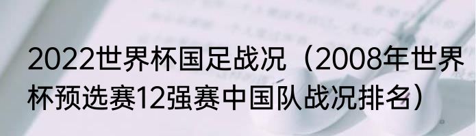2022世界杯国足战况（2008年世界杯预选赛12强赛中国队战况排名）