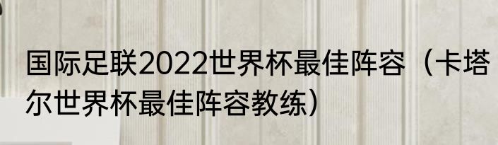 国际足联2022世界杯最佳阵容（卡塔尔世界杯最佳阵容教练）