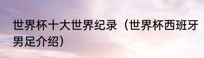 世界杯十大世界纪录（世界杯西班牙男足介绍）