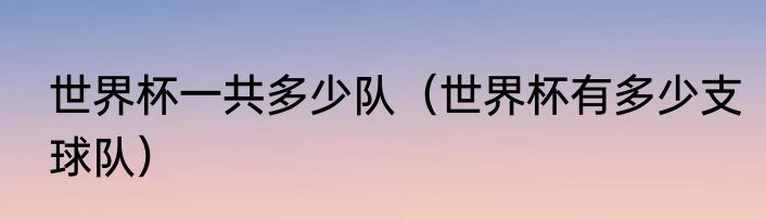 世界杯一共多少队（世界杯有多少支球队）