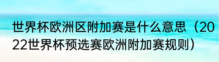 世界杯欧洲区附加赛是什么意思（2022世界杯预选赛欧洲附加赛规则）