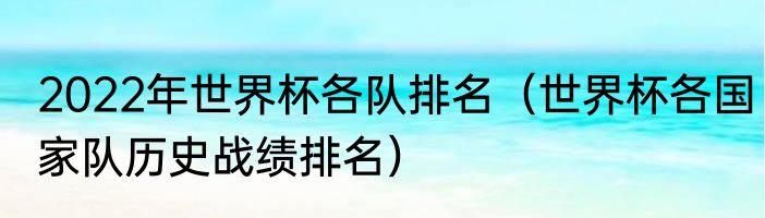 2022年世界杯各队排名（世界杯各国家队历史战绩排名）