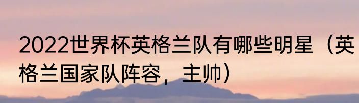 2022世界杯英格兰队有哪些明星（英格兰国家队阵容，主帅）