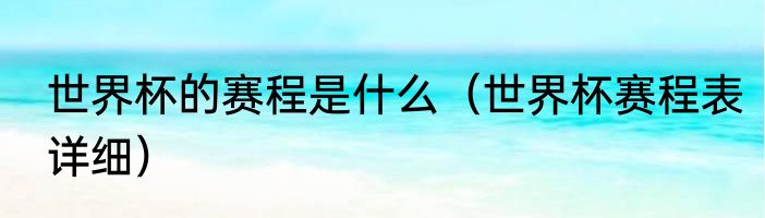 世界杯的赛程是什么（世界杯赛程表详细）