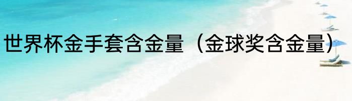 世界杯金手套含金量（金球奖含金量）