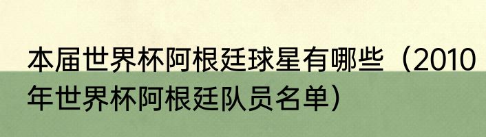 本届世界杯阿根廷球星有哪些（2010年世界杯阿根廷队员名单）