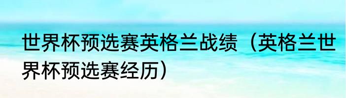 世界杯预选赛英格兰战绩（英格兰世界杯预选赛经历）
