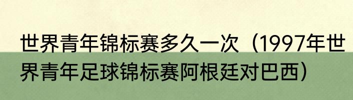 世界青年锦标赛多久一次（1997年世界青年足球锦标赛阿根廷对巴西）