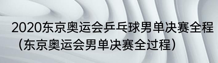 2020东京奥运会乒乓球男单决赛全程（东京奥运会男单决赛全过程）