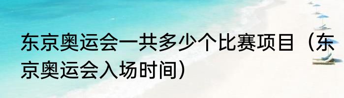 东京奥运会一共多少个比赛项目（东京奥运会入场时间）