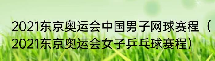 2021东京奥运会中国男子网球赛程（2021东京奥运会女子乒乓球赛程）