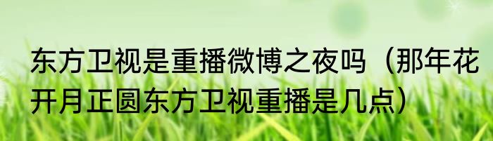 东方卫视是重播微博之夜吗（那年花开月正圆东方卫视重播是几点）