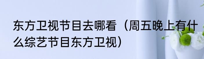 东方卫视节目去哪看（周五晚上有什么综艺节目东方卫视）