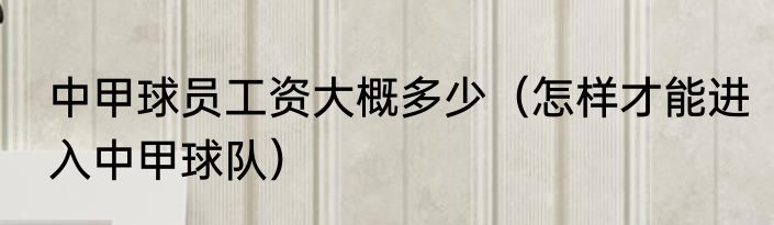 中甲球员工资大概多少（怎样才能进入中甲球队）