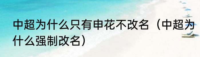 中超为什么只有申花不改名（中超为什么强制改名）