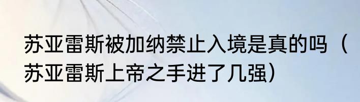 苏亚雷斯被加纳禁止入境是真的吗（苏亚雷斯上帝之手进了几强）