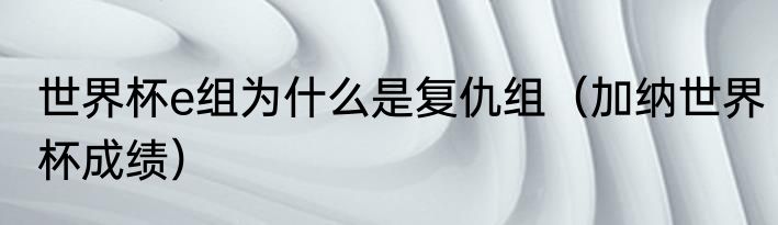 世界杯e组为什么是复仇组（加纳世界杯成绩）