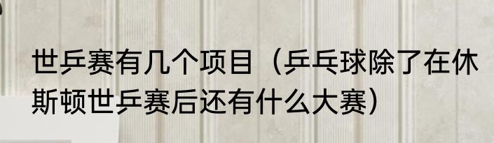 世乒赛有几个项目（乒乓球除了在休斯顿世乒赛后还有什么大赛）
