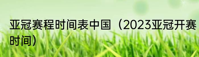 亚冠赛程时间表中国（2023亚冠开赛时间）