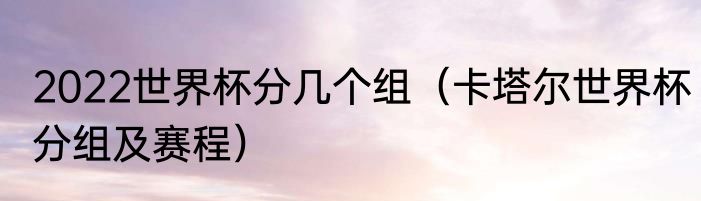 2022世界杯分几个组（卡塔尔世界杯分组及赛程）