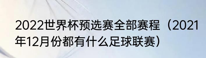 2022世界杯预选赛全部赛程（2021年12月份都有什么足球联赛）