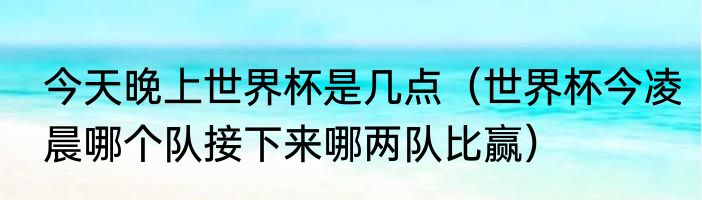 今天晚上世界杯是几点（世界杯今凌晨哪个队接下来哪两队比赢）