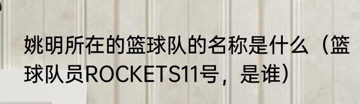 姚明所在的篮球队的名称是什么（篮球队员ROCKETS11号，是谁）