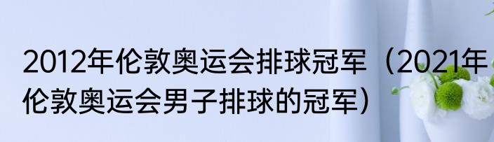 2012年伦敦奥运会排球冠军（2021年伦敦奥运会男子排球的冠军）