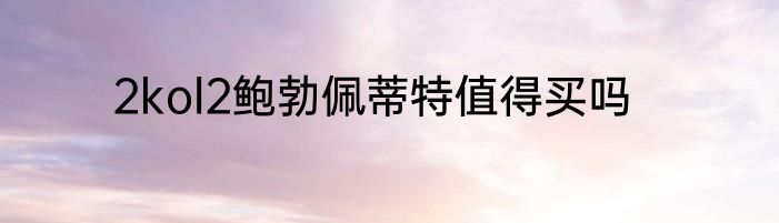 2kol2鲍勃佩蒂特值得买吗