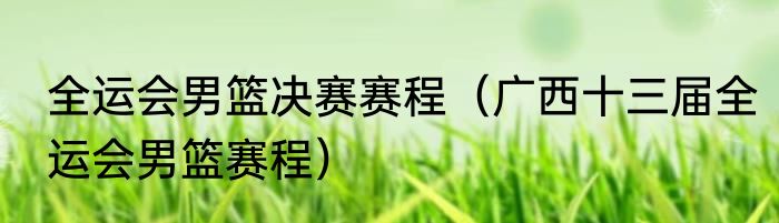 全运会男篮决赛赛程（广西十三届全运会男篮赛程）