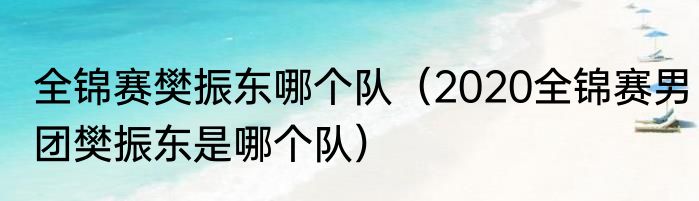 全锦赛樊振东哪个队（2020全锦赛男团樊振东是哪个队）